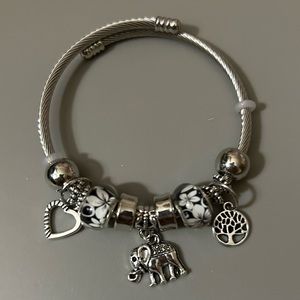 Stainless Steel Elephant Charm Bracelet